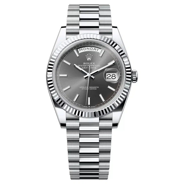 Rolex Day-Date 40 228236-0013 Platinum Slate Roman Dial President Bracelet