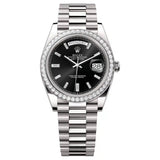 Rolex Day-Date 40 Ref. 228349RBR-0003 Bright Black Dial White Gold President Bracelet
