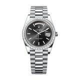 Rolex Day-Date 40 228396TBR-0024 Platinum Diamond Bezel Black Dial