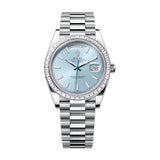 Rolex Day-Date 40 228396TBR-0039 Ice Blue Dial Platinum Diamond Bezel