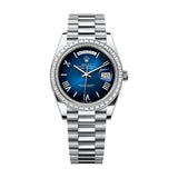 Rolex Day-Date 40 228396TBR-0042 Blue Ombré Roman Dial Platinum Diamond Bezel