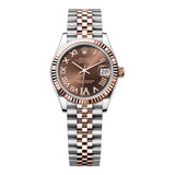 Rolex Datejust 31 278271-0004 Everose Rolesor Fluted Bezel Chocolate Roman Dial Jubilee Bracelet
