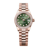 Rolex Lady-Datejust 279135RBR-0014 28mm Everose Gold Olive Green Diamond Dial