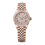 Rolex Lady-Datejust 279135RBR-0022 28mm Everose Gold Diamond-Paved Dial Jubilee Bracelet