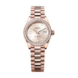 Rolex Lady-Datejust 279135RBR 28mm Everose Gold Sundust Star Diamond Dial with President Bracelet