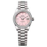 Rolex Lady-Datejust 279139RBR-0002 Pink Opal Dial 28mm 18K White Gold President Bracelet