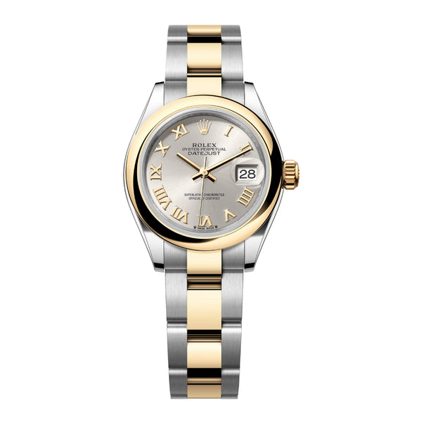 Rolex Lady-Datejust 279163-0006 28mm Silver Roman Dial Yellow Rolesor Oyster Bracelet