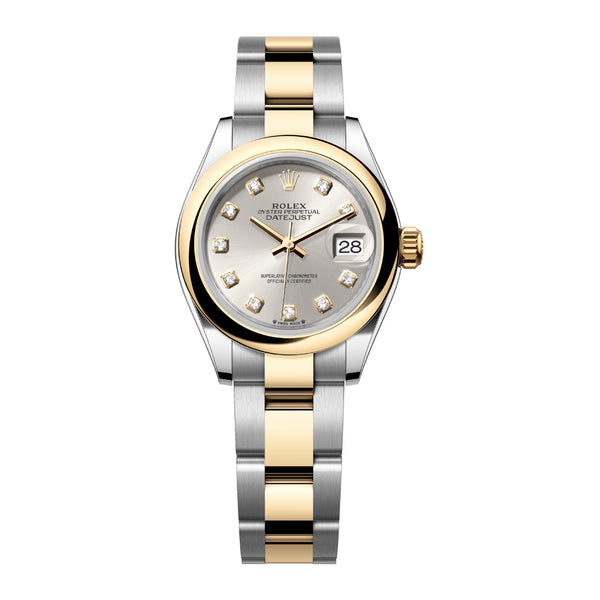 Rolex Lady-Datejust 279163-0008 28mm Yellow Rolesor Silver Diamond Dial Oyster Bracelet