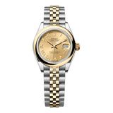 Rolex Lady-Datejust 279163-0009 28mm Yellow Rolesor Champagne Roman Dial Jubilee Bracelet