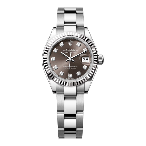 Rolex Lady-Datejust 279174-0016 28mm White Rolesor Dark Grey Diamond Dial Oyster Bracelet
