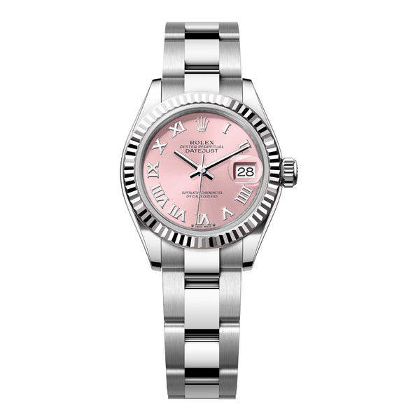 Rolex Lady-Datejust 279174-0018 Pink Roman Dial 28mm White Rolesor Oyster Bracelet