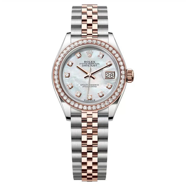 Rolex Lady-Datejust 279381RBR-0013 28mm Diamond Bezel White Mother of Pearl Dial Jubilee Bracelet