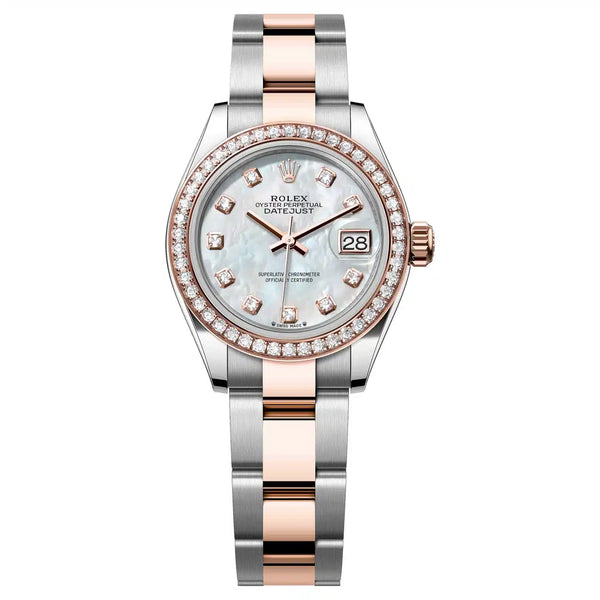 Rolex Lady-Datejust 279381RBR-0014 28mm Diamond Bezel White Mother of Pearl Dial Oyster Bracelet