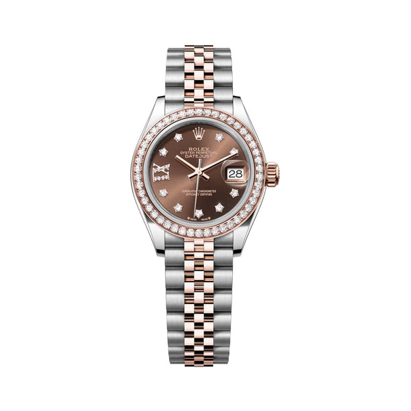 Rolex Lady-Datejust 279381RBR-0003 28mm Chocolate Diamond Dial Everose Rolesor Jubilee