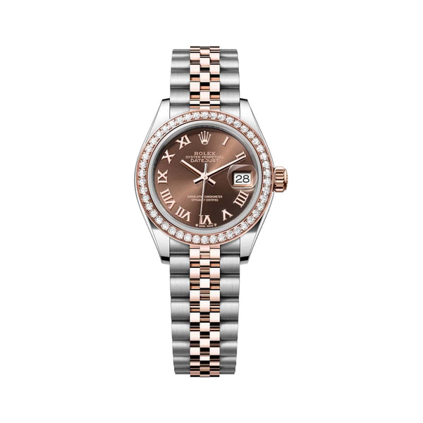 Rolex Lady-Datejust 279381RBR-0009 28mm Chocolate Roman Dial Everose Rolesor Jubilee