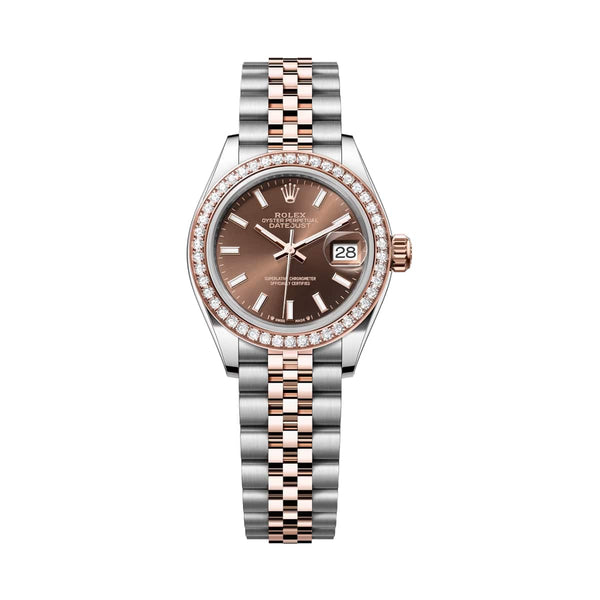 Rolex Lady-Datejust 279381RBR-0017 28mm Chocolate Dial Diamond Bezel Everose Rolesor Jubilee