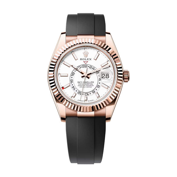 Rolex Sky-Dweller 336235-0003 42mm Everose Gold Intense White Dial Oysterflex