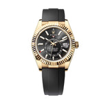 Rolex Sky-Dweller 336238-0002 Black Dial Oysterflex Bracelet 42mm Yellow Gold