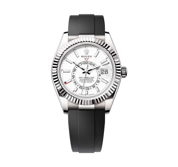 Rolex Sky-Dweller 336239-0003 White Gold 42mm White Dial on Oysterflex