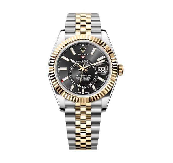 Rolex Sky-Dweller 336933-0004 42mm Yellow Rolesor Black Dial Jubilee Bracelet