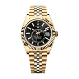 Rolex Sky-Dweller 336938-0005 42mm Yellow Gold Black Dial Jubilee Bracelet
