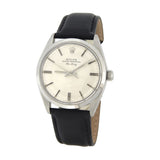 Rolex Air-King 5500 34mm Stainless Steel Watch with Silver Linen Dial and Leather Strap