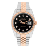 Rolex Datejust 36 Reference 116231 Black Diamond Dial Rose Gold and Stainless Steel Jubilee Watch