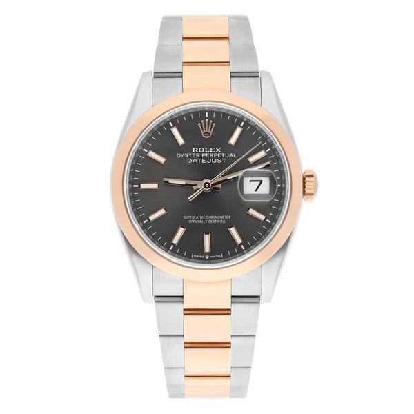Rolex Datejust 36 126201-0014 Rose Gold and Steel Dark Rhodium Dial Domed Bezel Oyster Bracelet