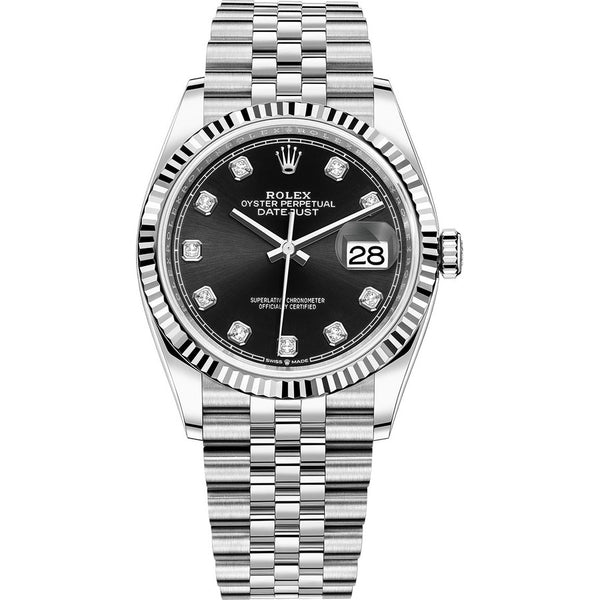 Rolex Datejust 126234-0027 36mm Stainless Steel Jubilee Black Diamond Dial