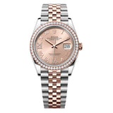 Rolex Datejust 126281RBR-0015 36mm Two-Tone Diamond Bezel Rosé Roman Dial Jubilee Bracelet
