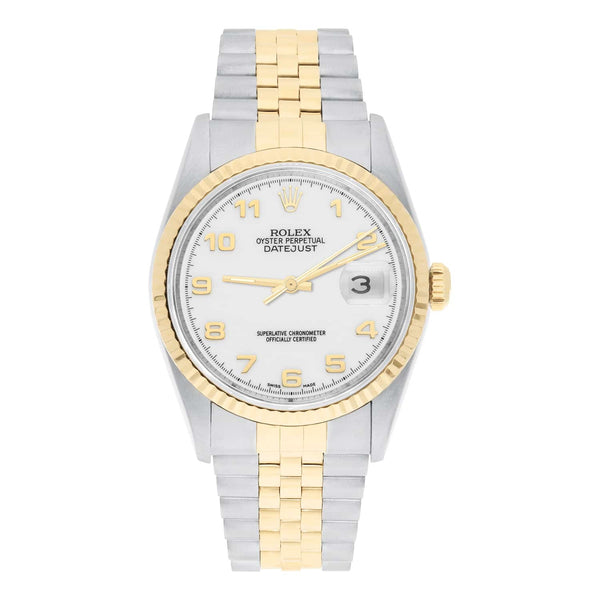 Rolex Datejust 36 Reference 16233 Two-Tone White Arabic Dial Jubilee Bracelet Circa 2000