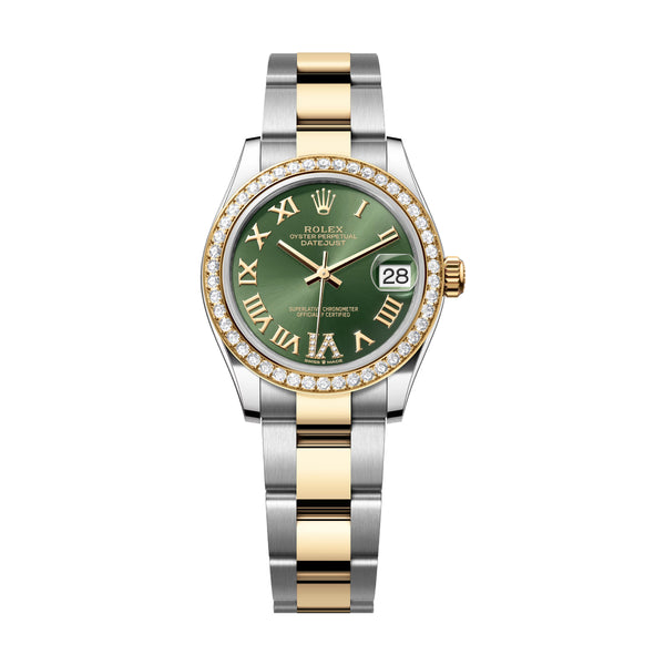 Rolex Datejust 31 Ref. 278383RBR-0015 Olive Green Diamond Dial Yellow Rolesor Oyster Bracelet