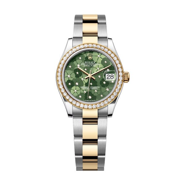 Rolex Datejust 31 278383RBR-0031 Olive Green Floral Diamond Dial Oyster Bracelet