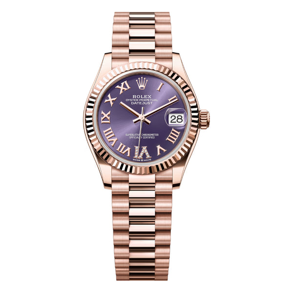 Rolex Datejust 31 278275-0029 Everose Gold President Bracelet Aubergine Diamond Dial
