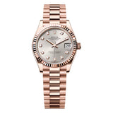 Rolex Datejust 31 278275-0039 Everose Gold Fluted Bezel Silver Diamond Dial President Bracelet