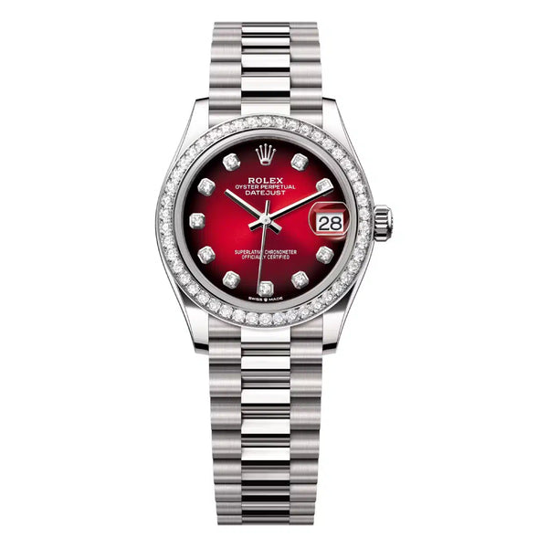 Rolex Datejust 31 278289RBR-0028 Red Ombré Diamond Dial Diamond Bezel White Gold President Bracelet 2025