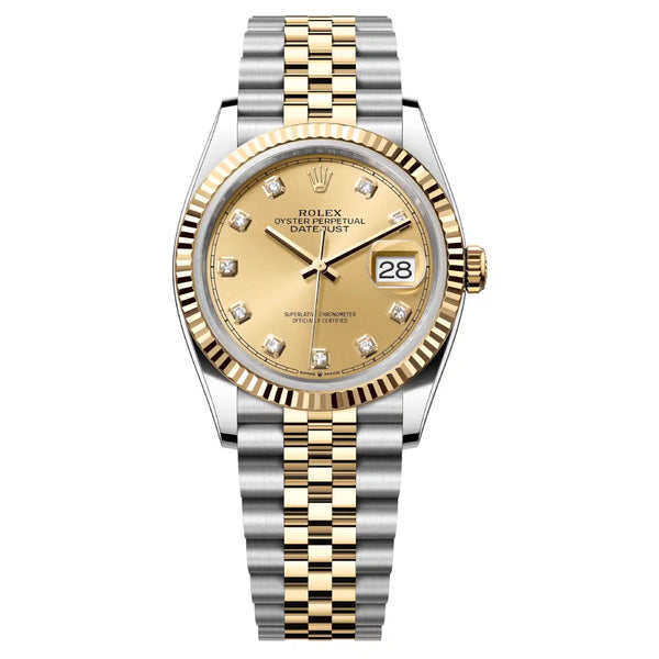 Rolex Datejust 36 126233-0017 Champagne Diamond Dial Two-Tone Jubilee Watch