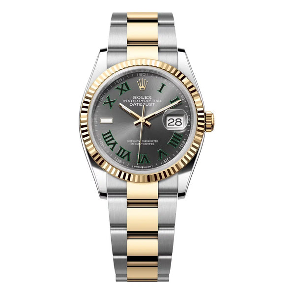 Rolex Datejust 36 Two-Tone Stainless Steel and Yellow Gold Wimbledon Roman Dial 126233-0036