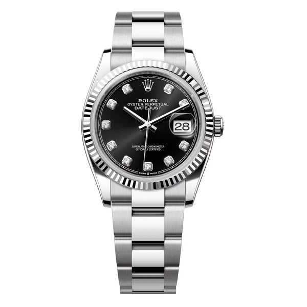 Rolex Datejust 36 Reference 126234-0028 Black Diamond Dial Stainless Steel Oyster Bracelet