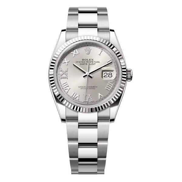 Rolex Datejust 36 126234-0030 Stainless Steel Silver Dial with Pavé at 6 and 9