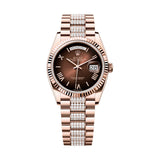 Rolex Day-Date 36 128235-0076 Everose Gold Brown-Ombré Roman Dial Diamond-Set President Bracelet