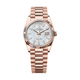 Rolex Day-Date 36 128235-0078 Everose Gold White Mother-of-Pearl Diamond Dial