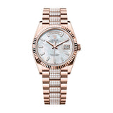 Rolex Day-Date 36 128235-0079 Everose Gold Mother of Pearl Diamond Dial & Diamond-Set President Bracelet