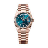 Rolex Day-Date 36 128235-0085 Everose Gold Blue-Green Diamond Dial