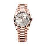 Rolex Day-Date 36 128235-0087 Everose Gold Silver Diamond Dial