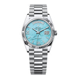 Rolex Day-Date 36 128236-0011 Platinum Turquoise Diamond Dial