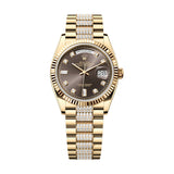 Rolex Day-Date 36 128238-0024 Dark Grey Diamond Dial & Diamond-Set President Bracelet in 18K Yellow Gold