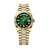 Rolex Day-Date 36 128238-0070 Green Ombré Diamond Dial Yellow Gold President Bracelet