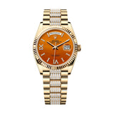Rolex Day-Date 36 128238-0089 Carnelian Dial Diamond-Set President Bracelet Yellow Gold