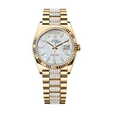 Rolex Day-Date 36 128238-0124 Yellow Gold Mother-of-Pearl Diamond Bracelet